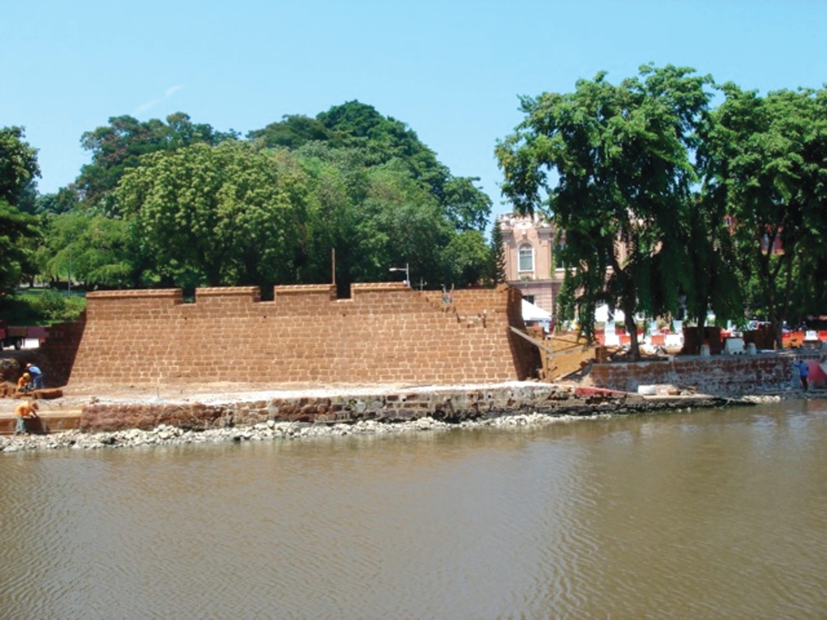 Some foundations of the fort were recently discovered and a section is being rebuilt to demonstrate how it would have looked during this time. Courtesy of Katrina Gulliver.